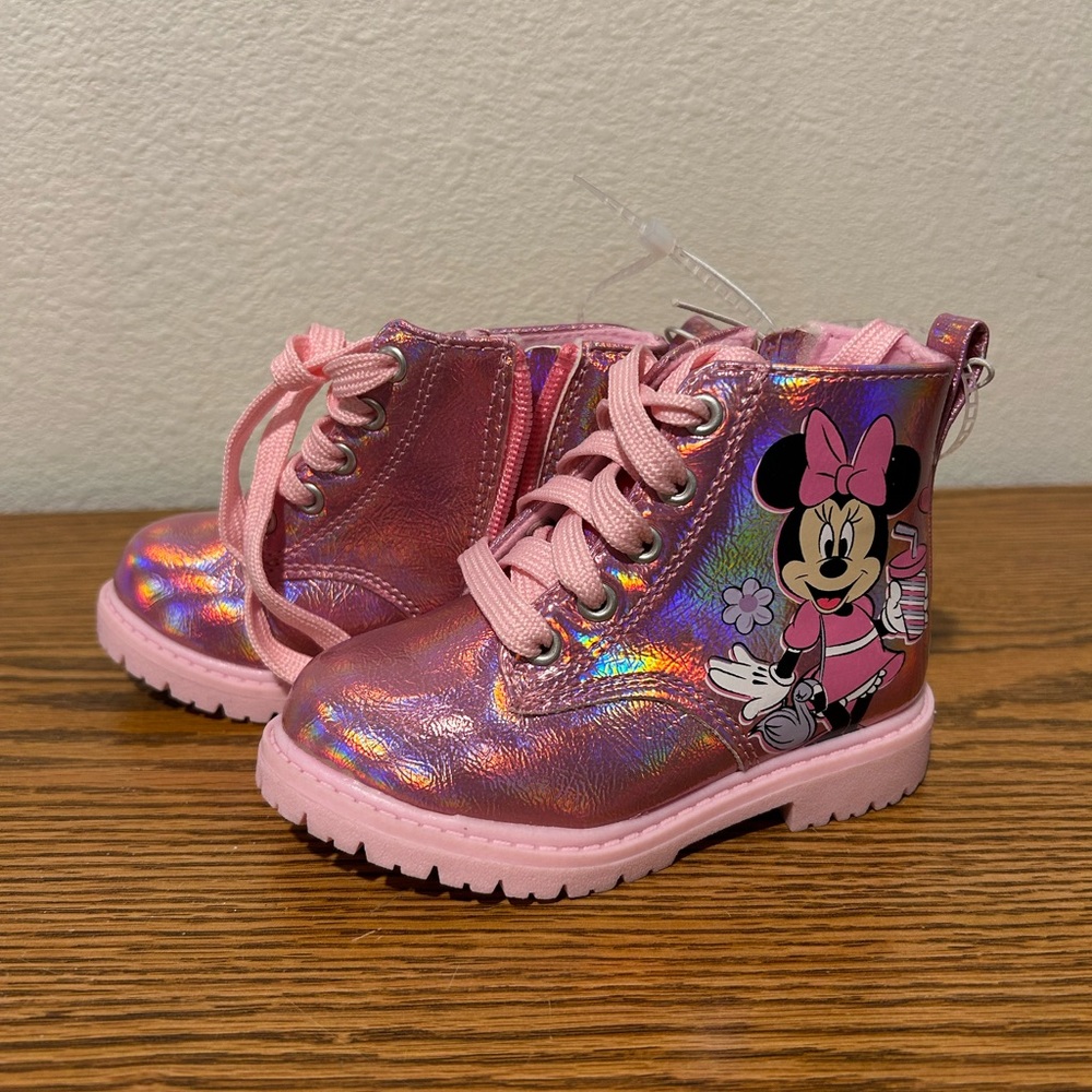Disney Pink Metallic Minnie Mouse Boots NWOT - Picture 7 of 11